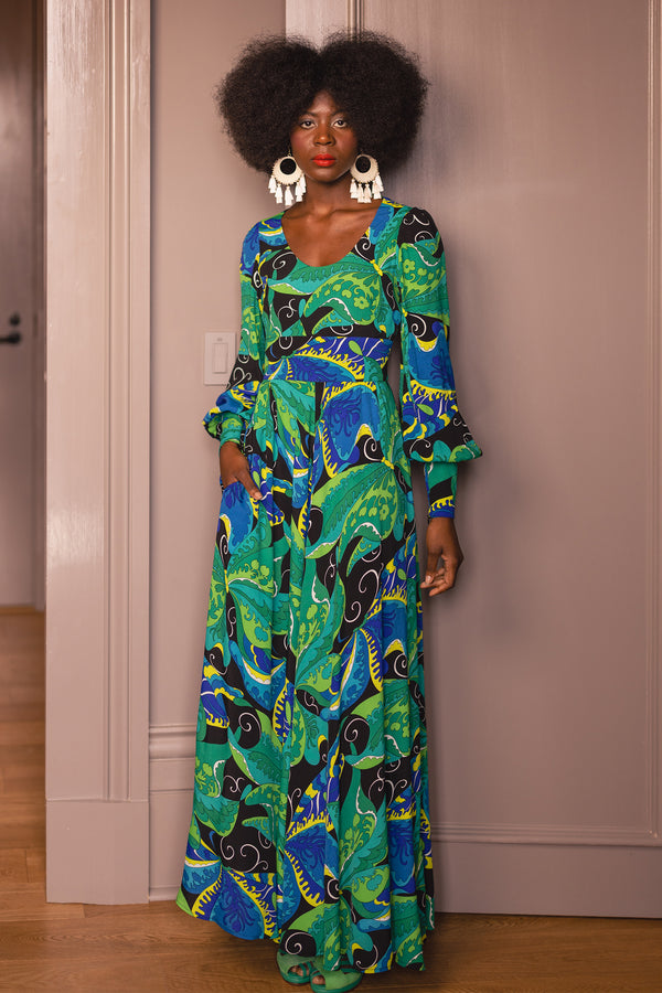 Size 6 Paisley Butterfly Maxi Dress - Bohemian 70s Sleeveless Ankle Le –  Vintage Vixen Clothing